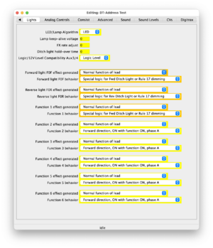 DecoderPro Screen capture showing Rule 17 option in Lighting Tab